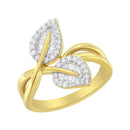 10K Yellow Gold 3/8 Cttw Round and Baguette-Cut Diamond Leaf Cocktail Ring (I-J Color, I1-I2 Clarity).