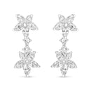 18k White Gold 6.0 Cttw Marquise Diamond Floral Dangle Drop Earrings (E-F Color, VS1-VS2 Clarity).