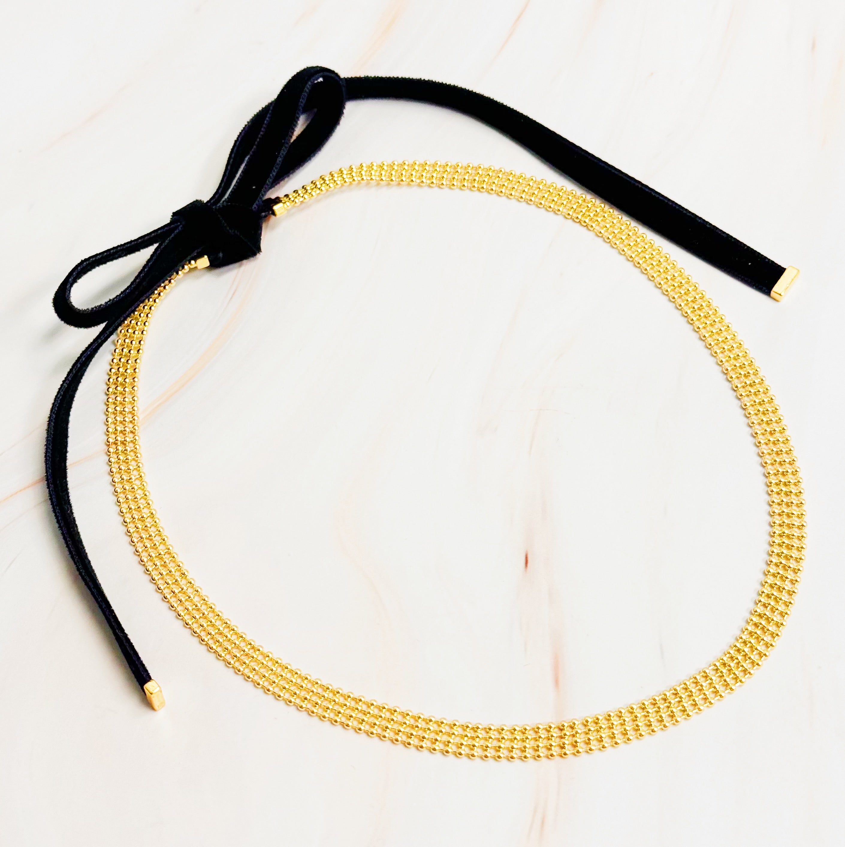 Ties on the Back Golden Choker Necklace