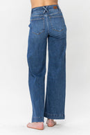 Judy Blue Full Size Double Button Wide Leg Jeans.