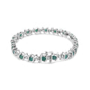 .925 Sterling Silver Lab-Grown Birthstone and 1/6 Cttw Round Diamond Tennis Bracelet (H-I Color, I1-I2 Clarity).