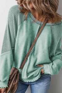 Jolie Waffle Exposed Seam Raglan Sweatshirt.