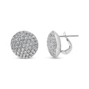 18K White Gold 3 1/2 Cttw Shared Prong Set Diamond Cluster Composite Disc Stud Earrings (F-G Color, VS1-VS2 Clarity).