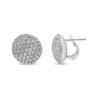 18K White Gold 3 1/2 Cttw Shared Prong Set Diamond Cluster Composite Disc Stud Earrings (F-G Color, VS1-VS2 Clarity).