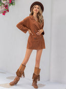 Lapel Collar Long Sleeve Romper.