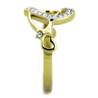 TK1908 Two-Tone IP Gold (Ion Plating) Stainless Steel Ring With Top Grade Crystal in Clear.