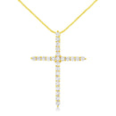 10K Yellow Gold Plated .925 Sterling Silver 2.0 Cttw Round Cut Diamond Cross Pendant Necklace (J-K Color, I1-I2 Clarity).