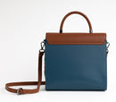 SIMONE - Blue Print Vegan Leather Handbag.