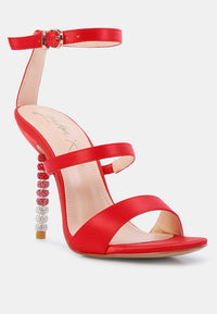 Lawsuit Rhinestone Ball Heel Satin Sandals.