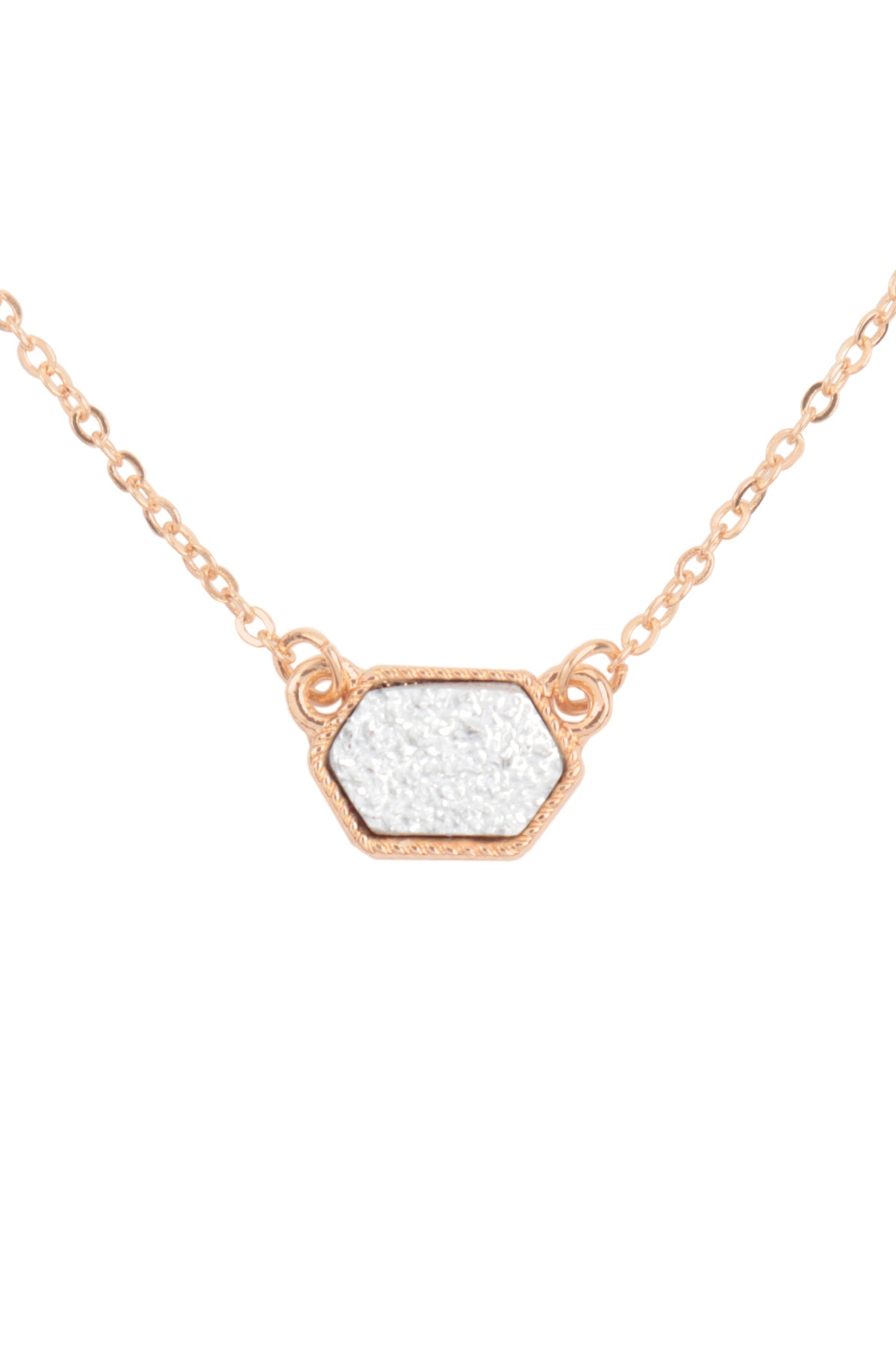 Druzy Hexagon  Necklaces With Stud Earrings