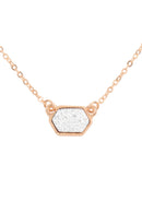 Druzy Hexagon  Necklaces With Stud Earrings