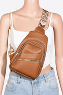 Fame PU Leather Chevron Strap Crossbody Bag.