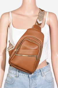 Fame PU Leather Chevron Strap Crossbody Bag.