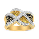 14K Yellow Gold 3/4 Cttw Champagne, Yellow and Round-Cut Diamond Ring (I-J Color, I2-I3 Clarity).