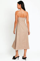 Le Lis Flare Front Tie Front Slit Midi Dress.