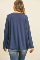 Criss Cross Neck Long Sleeve Hacci Top.