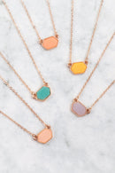 Druzy Hexagon  Necklaces With Stud Earrings