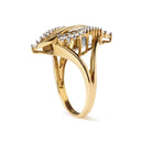 10K Yellow Gold 1/2 Cttw Round and Baguette Cut Diamond Cocktail Ring (H-I Color, I1-I2 Clarity).