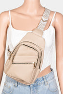 Fame PU Leather Chevron Strap Crossbody Bag.