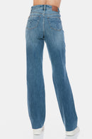 Judy Blue Full Size Tummy Control Cut Raw Hem Straight Jeans.