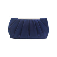 Pleated Satin Evening Handbag Clutch Detachable Chain Strap Cocktail Party Bag.