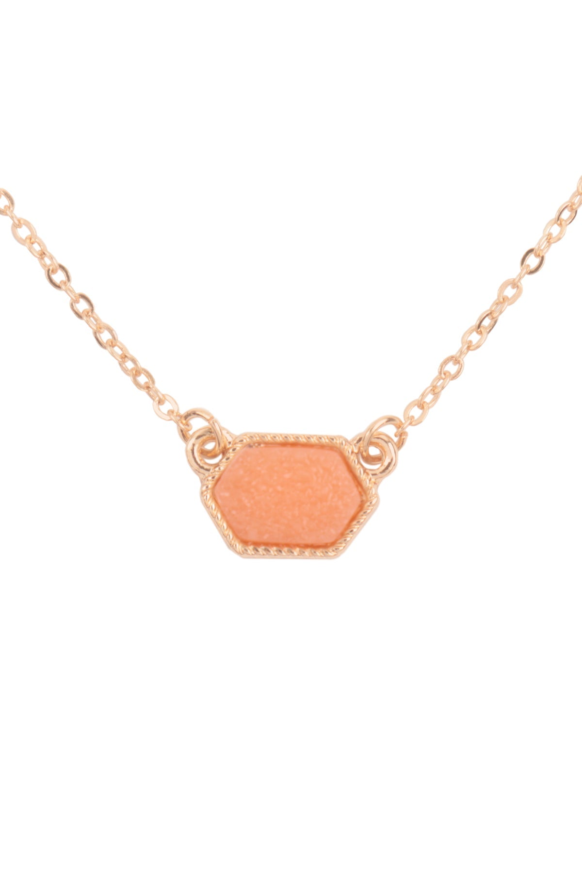 Druzy Hexagon  Necklaces With Stud Earrings