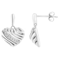 Sterling Silver Heart Diamond Accent Puff Earrings (I-J, I1-I2).