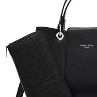 Aaliyah Faux Crocodile Handbag Set ( 2-Pack) - BLACK.