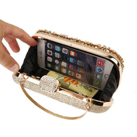 Diamond Evening Clutch Bag Wedding Golden Clutch Purse Chain Shoulder Handbag.