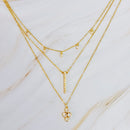 Bezel Crystals Layered Chain Necklace.