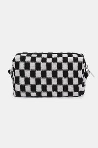 Zenana Checkered Pattern Knitted Cosmetic Pouch.