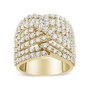 10K Yellow Gold 3.0 Cttw Diamond Eight-Row Bypass Crossover Statement Band Ring (H-I Color, I2-I3 Clarity).