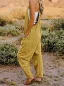 Double Take Full Size Sleeveless V-Neck Pocketed Jumpsuit.