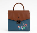 SIMONE - Blue Print Vegan Leather Handbag.