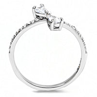 DA139 High Polished (No Plating) Stainless Steel Ring With AAA Grade CZ in Clear