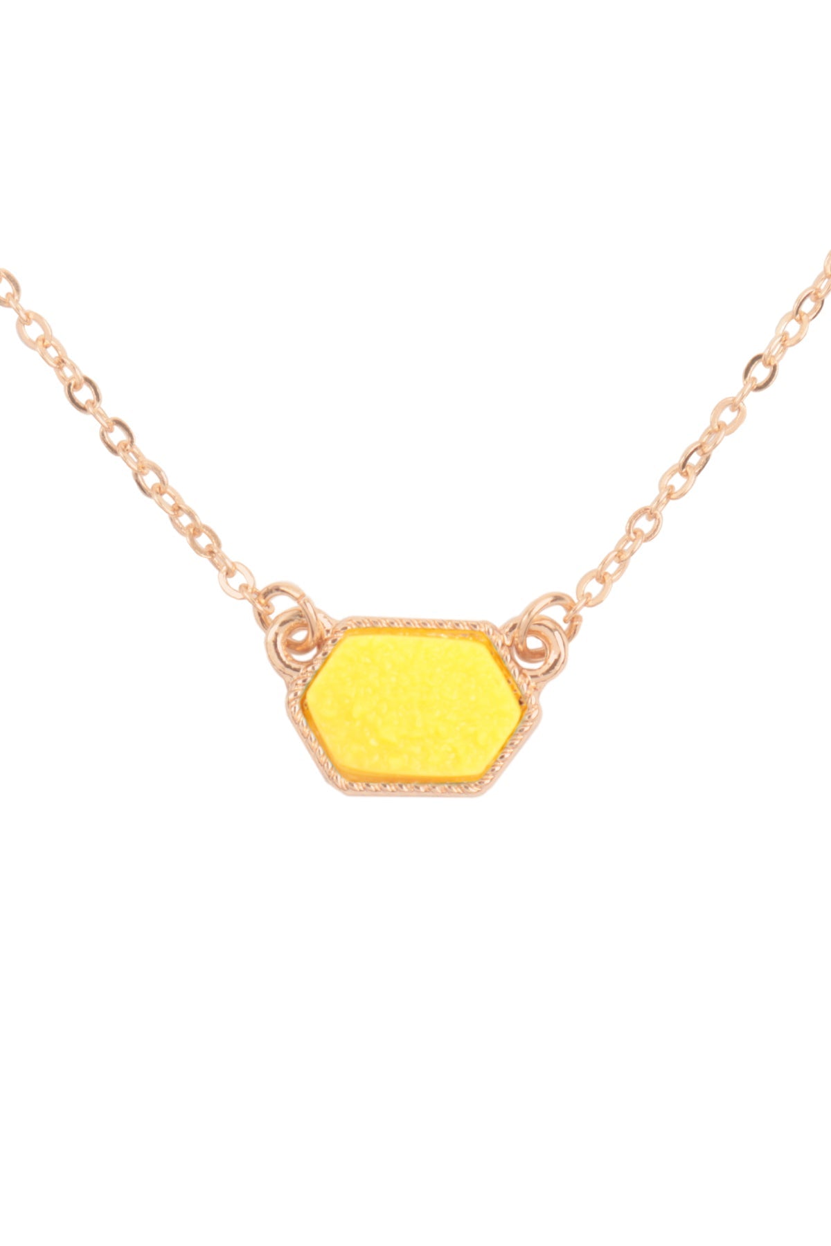 Druzy Hexagon  Necklaces With Stud Earrings