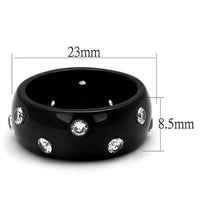 TK2196 IP Black(Ion Plating) Stainless Steel Ring With AAA Grade CZ in Clear.