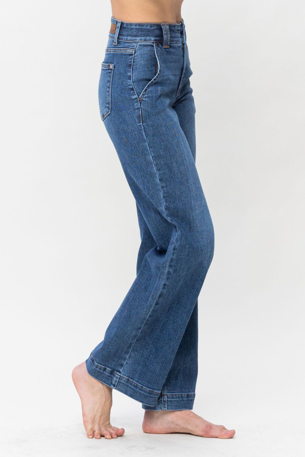 Judy Blue Full Size Double Button Wide Leg Jeans.