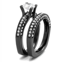 TK1175LJ IP Light Black  (IP Gun) Stainless Steel Ring With AAA Grade CZ in Clear.