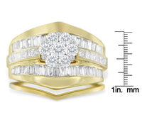 14K Yellow Gold 2-1/3 Cttw Diamond Cluster Channel Set Chevron Shaped Band Engagement Ring & Wedding Band Set (H-I Color.