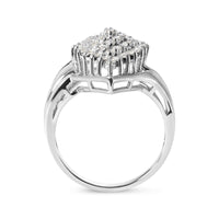 10K White Gold 1/2 Cttw Diamond Pear Shaped Cluster Ring (H-I Color, I1-I2 Clarity).