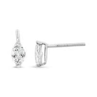 14K White Gold 1/2 Cttw 2 Prong Set Marquise Solitaire Lab Grown Diamond Stud Earrings (F-G Color, VS2-SI1 Clarity).