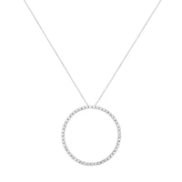 .925 Sterling Silver 4 Cttw Prong Set, Round-Cut Diamond Open Circle Hoop 18" Pendant Necklace (J-K Color, I1-I2 Clarity.