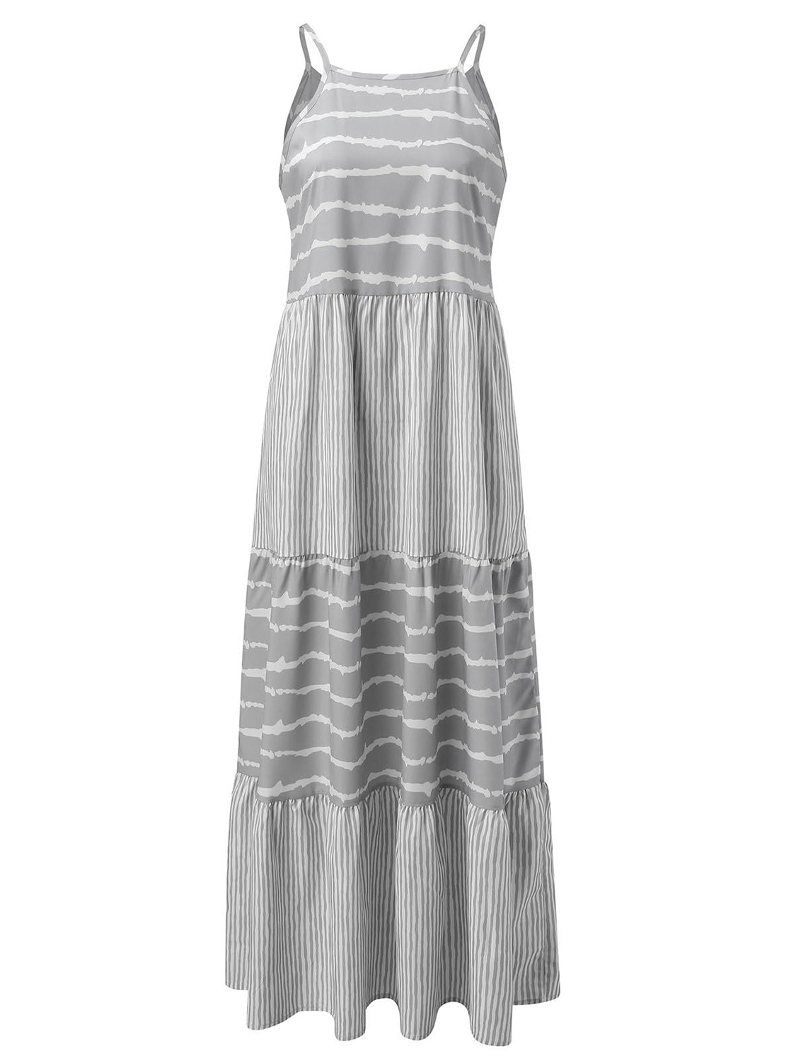 Tiered Striped Sleeveless Cami Dress