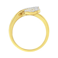 10K Yellow Gold 3/8 Cttw Round and Baguette-Cut Diamond Leaf Cocktail Ring (I-J Color, I1-I2 Clarity).