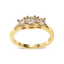 10K Yellow Gold 1.00 Cttw Champagne Diamond 3-Stone Band Ring (J-K Color, I1-I2 Clarity).