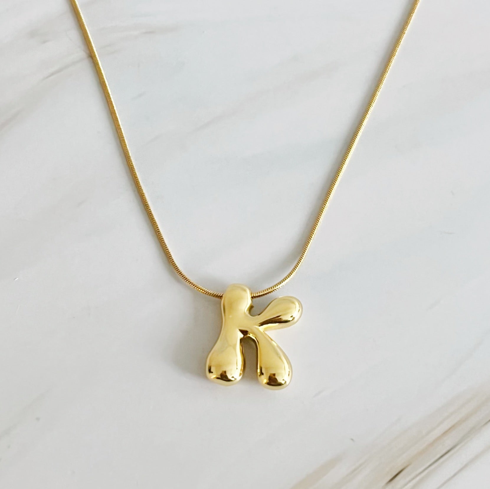 Balloon Letter Initial Necklace.