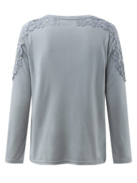 Full Size Cutout Round Neck Long Sleeve T-Shirt.