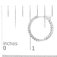 14K White Gold Natural Princess Cut Diamond Inside Out Hoop Earrings (G-H Color, SI2-I1 Clarity).