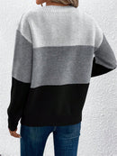 Color Block Drop Shoulder Long Sleeve Sweater